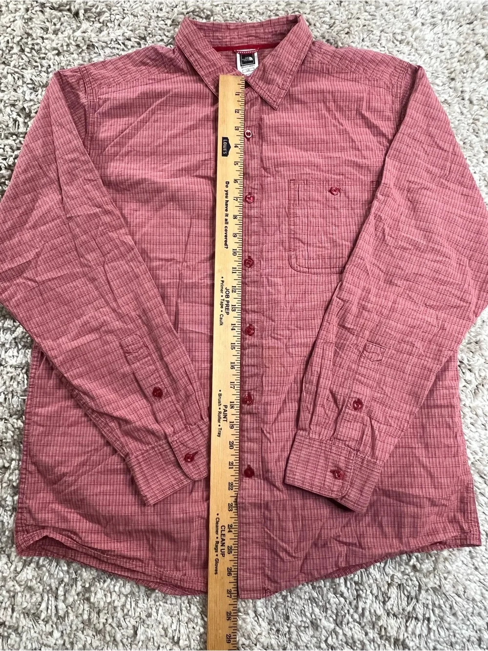 The North Face Men's Red Gingham Long-Sleeve Button-Down Shirt
